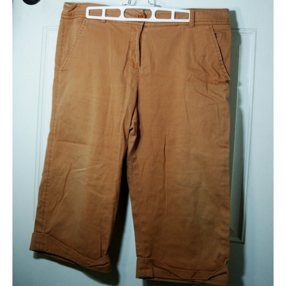 Larry Levine Shorts Womens Size 12 Orange Bermuda Stretch